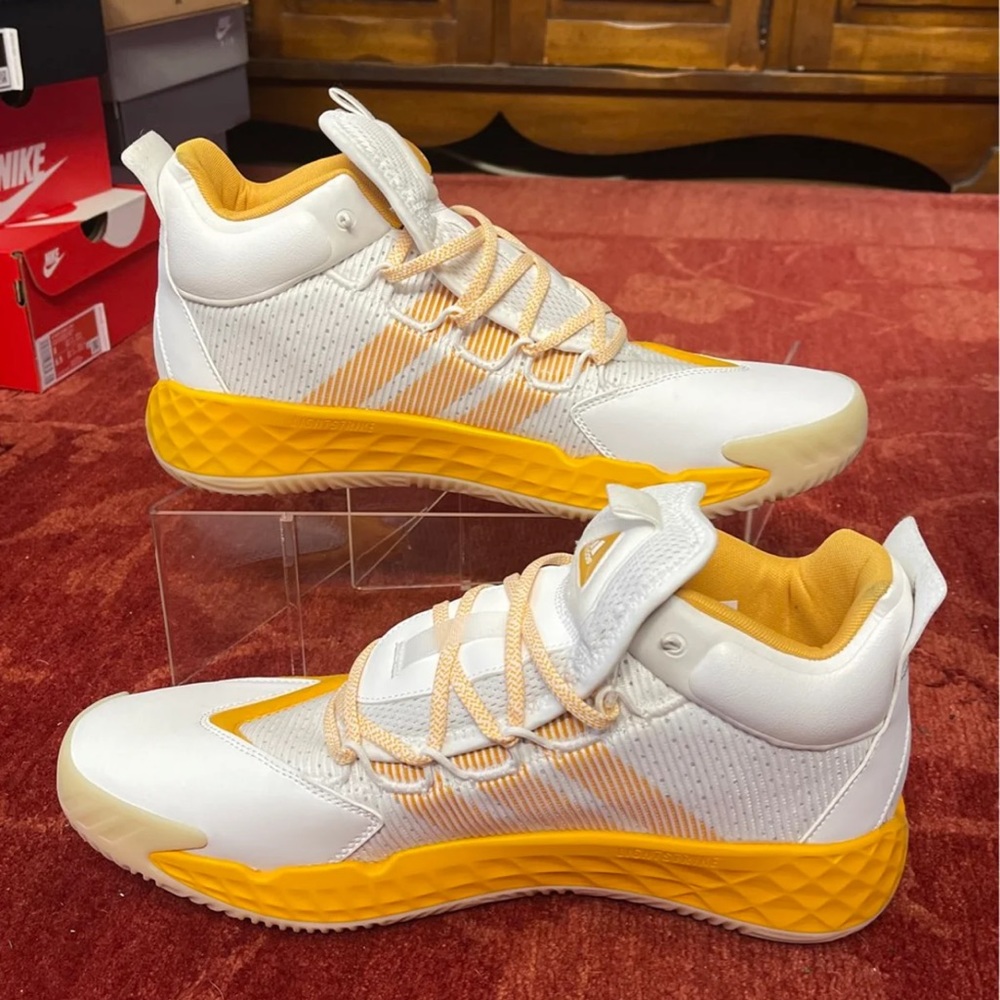 Adidas Pro Boost Mid Basketball Shoes White Yellow .